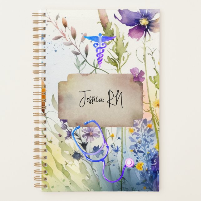 Nurse Boho Medical Wildflower Floral Healthcare Planner (Front)