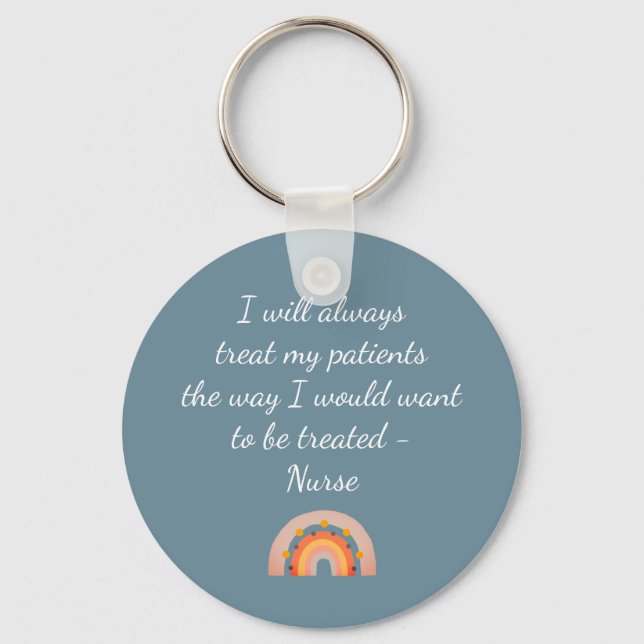 Nurse Boho Rainbow Terracotta Dusty Blue Key Ring (Front)