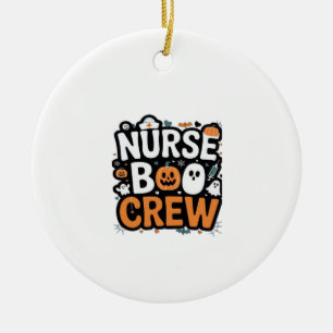 Nurse Boo Crew Halloween Healthcare Hero Spooky Ceramic Ornament