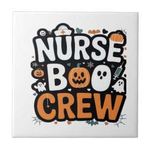 Nurse Boo Crew Halloween Healthcare Hero Spooky Ceramic Tile