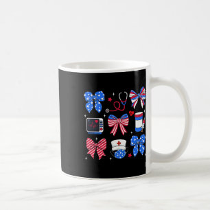Nurse Bow Stethoscope Usa Flag Patriotic 4th Of Ju Coffee Mug
