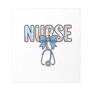 Nurse Bow Stethoscope Vintage Floral Notepad