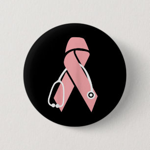 Nurse Breast Cancer Awareness Doctor Stethoscope P 6 Cm Round Badge