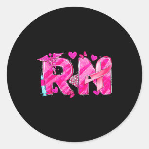 Nurse Breast Cancer Awareness Nk Ribbon Nursing Rn Classic Round Sticker
