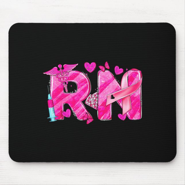 Nurse Breast Cancer Awareness Nk Ribbon Nursing Rn Mouse Pad (Front)