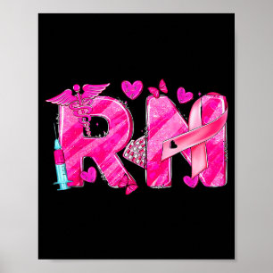 Nurse Breast Cancer Awareness Nk Ribbon Nursing Rn Poster