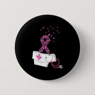 Nurse Breast Cancer Awareness Pink Ribbon Stethosc 6 Cm Round Badge