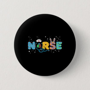 Nurse Bunny Ears Egg Stethoscope Cute Easter Scrub 6 Cm Round Badge