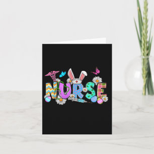 Nurse Bunny Ears Egg Stethoscope Cute Easter Scrub Card