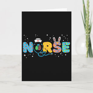 Nurse Bunny Ears Egg Stethoscope Cute Easter Scrub Card