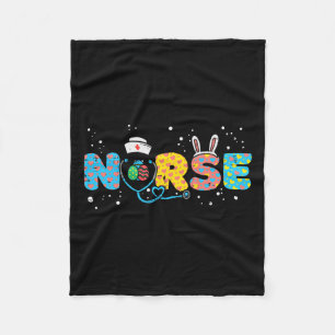 Nurse Bunny Ears Egg Stethoscope Cute Easter Scrub Fleece Blanket