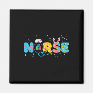 Nurse Bunny Ears Egg Stethoscope Cute Easter Scrub Magnet