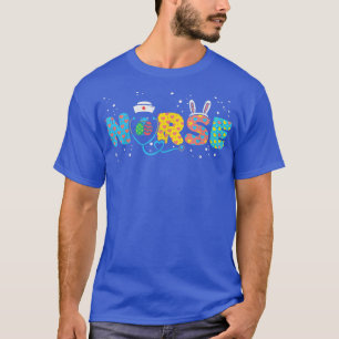 Nurse Bunny Ears Egg Stethoscope Cute Easter Scrub T-Shirt