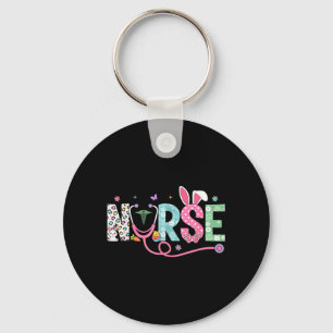 Nurse Bunny Ears Egg Stethoscope Easter Day Scrub Key Ring