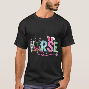 Nurse Bunny Ears Egg Stethoscope Easter Day Scrub T-Shirt