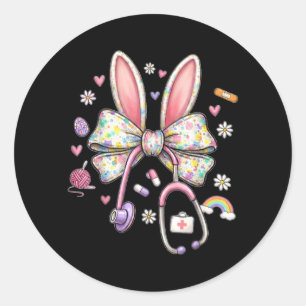 Nurse Bunny Funny Easter Nurse Cute Nurse Nursing Classic Round Sticker
