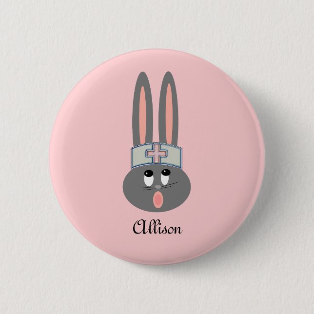 Nurse Bunny Medical Blush Pink Personalized 6 Cm Round Badge (Front)
