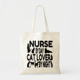 Nurse by Day Cat Lover by Night Tote Bag