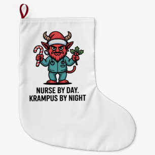 Nurse by Day Krampus by Night Nursing Nurse Large Christmas Stocking
