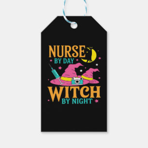 Nurse by Day, Witch by Night Cat Halloween Classic Gift Tags