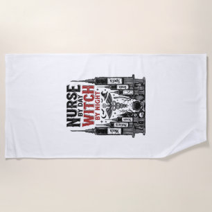 Nurse By Day Witch By Night Halloween Design_1 Beach Towel