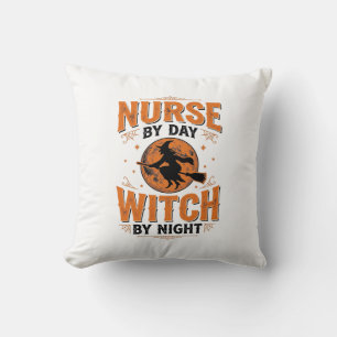 Nurse by Day Witch by Night Halloween Design_1 Cushion
