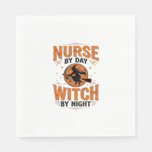 Nurse by Day Witch by Night Halloween Design_1 Napkin