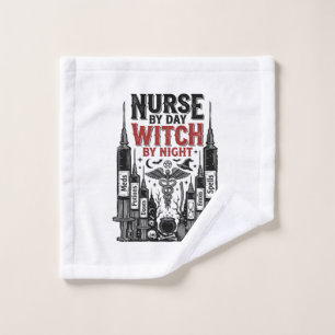 Nurse By Day Witch By Night Halloween Design_1 Wash Cloth