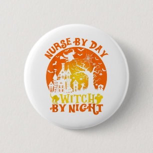 Nurse By Day Witch By Night Halloween Pumpkin Spic 6 Cm Round Badge