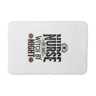 Nurse By Day Witch By Night Halloween Shirt Design Bath Mat