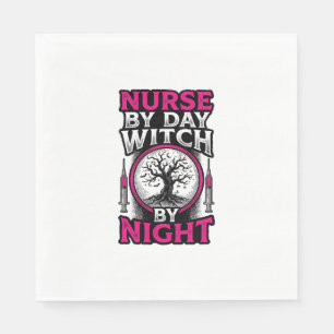 Nurse By Day Witch By Night Halloween Shirt Design Napkin