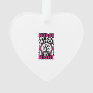 Nurse By Day Witch By Night Halloween Shirt Design Ornament