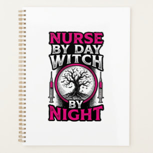 Nurse By Day Witch By Night Halloween Shirt Design Planner