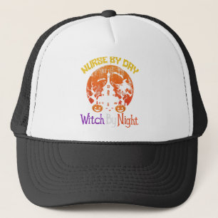 Nurse By Day Witch By Night Halloween Trucker Hat