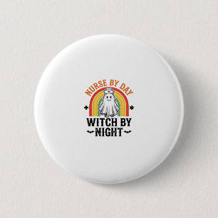 Nurse By Day Witch By Night Vintage Ghost Design_1 6 Cm Round Badge