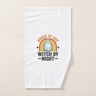 Nurse By Day Witch By Night Vintage Ghost Design_1 Hand Towel