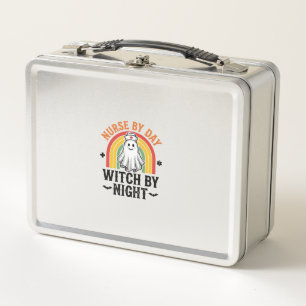 Nurse By Day Witch By Night Vintage Ghost Design_1 Metal Lunch Box
