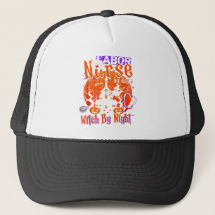 Nurse By Day Witch By Night Vintage Halloween Trucker Hat
