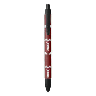 Nurse Caduceus Medical Symbol Pattern Stylish Black Ink Pen