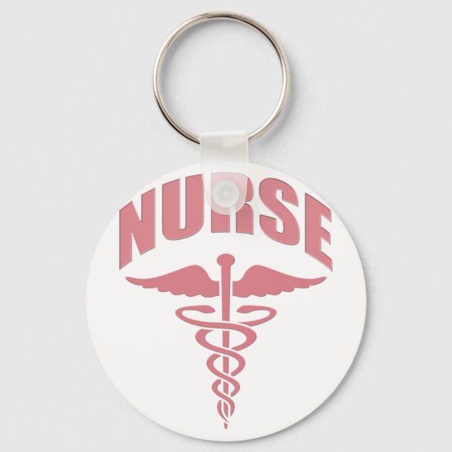 Nurse Caduceus Rose Key Ring (Front)
