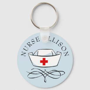 Nurse Cap Add Name Key Ring