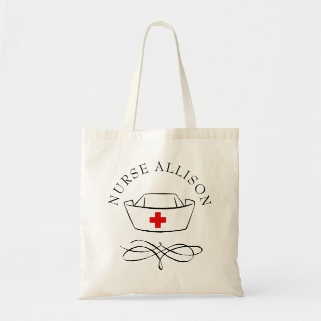 Nurse Cap Add Name Tote Bag (Front)