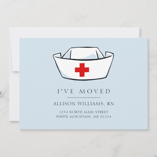 Nurse Cap Blue Moving Announcement (Front)