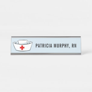 Nurse Cap RN Personalised Name Blue Desk Name Plate