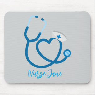 Nurse Cap Stethoscope Personalized Name Mouse Pad