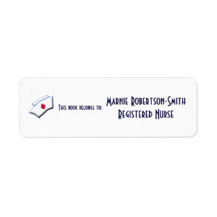Nurse Cap/This book belongs to: Personalise Name Return Address Label