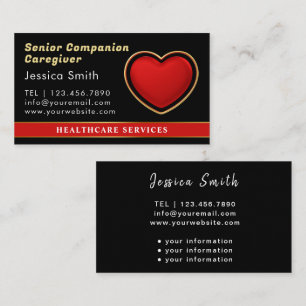 Nurse Caregiver Elegant Medical Black Business Card
