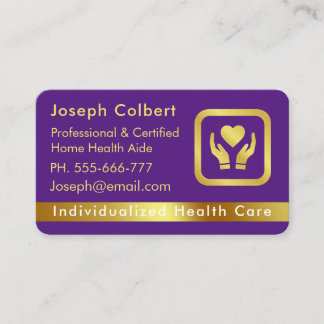 Nurse Caregiver Medical Elegant Purple Ombre Business Card