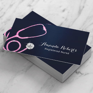Nurse Caregiver Medical Modern Navy Blue Business Card