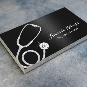 Nurse Caregiver Modern Black Medical Business Card